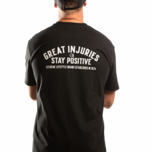 backside of great injuries shirt the line black