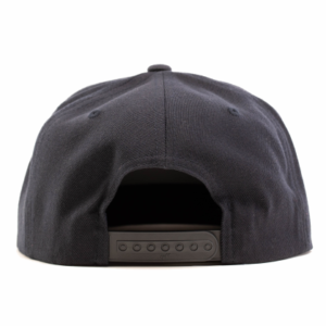 back of navy snapback cap with patch