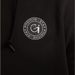 detail of patch on black hoodie GI