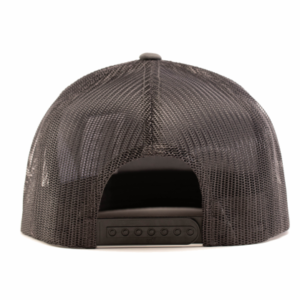 back of classic trucker hat in the color dark grey