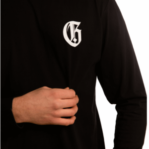 detail of chest logo from longsleeve gang