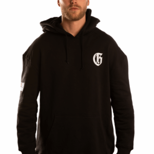 oversized hoodie with white g on the chest