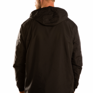 back of pulloverjacket with hood in color black