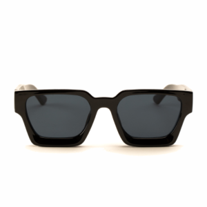 black sunglasses with gold logo