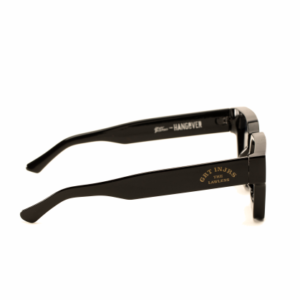 side of great injuries sunglasses in black with black glasses